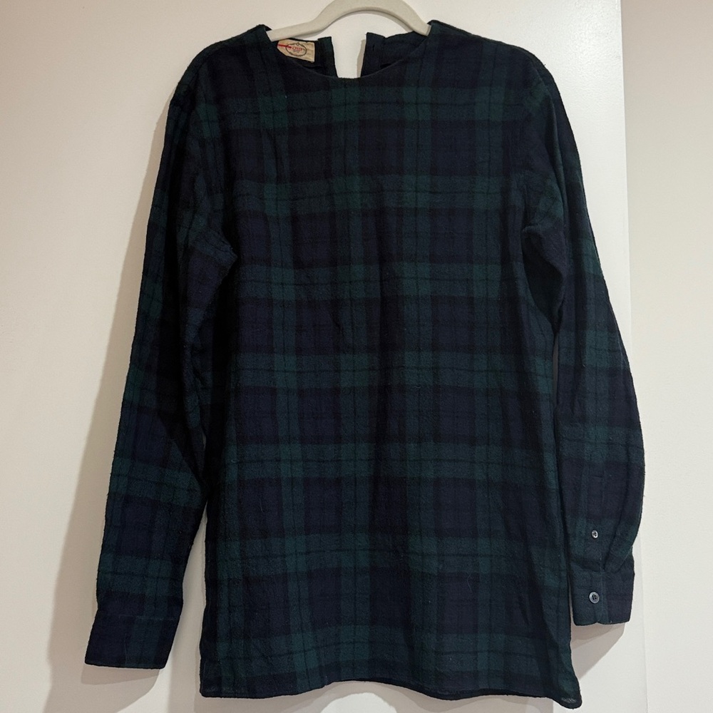Prada Vintage Gingham Dress/Tunic Dark Green Textured Top